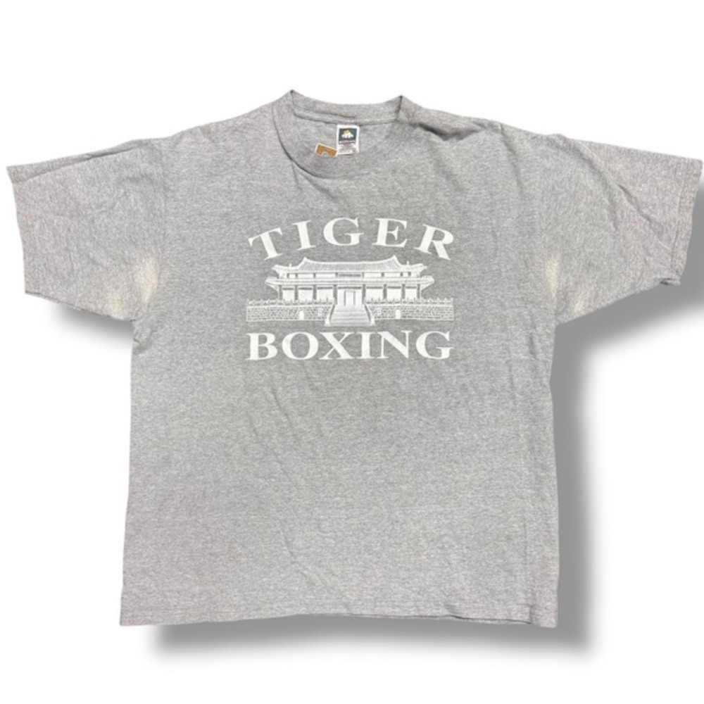 Vintage Tiger Boxing Gym T-Shirt Gray XL Made USA Cotton Deluxe Athletic Tee